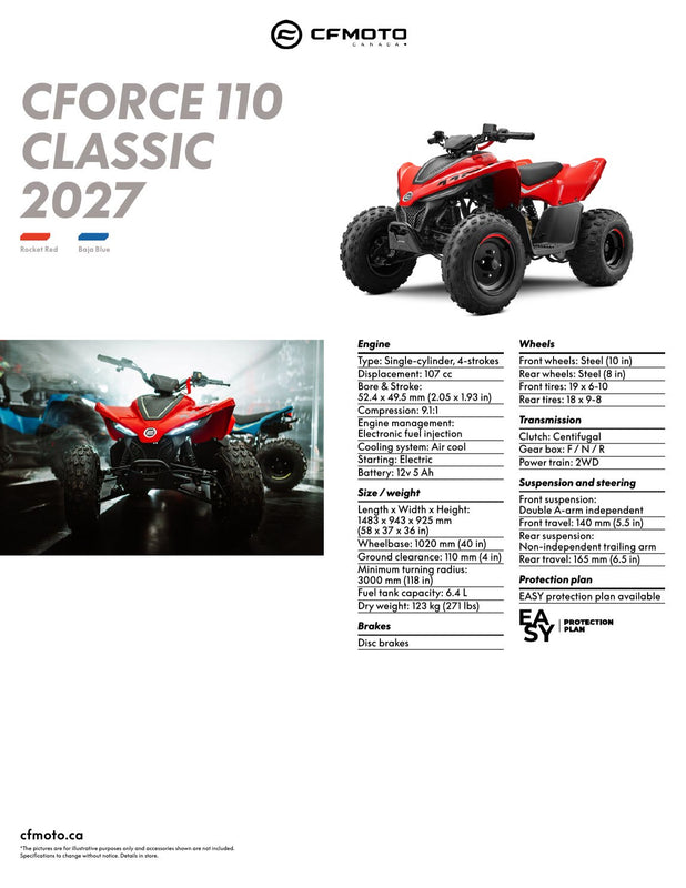 2027 CFMOTO CFORCE 110 CLASSIC specifications