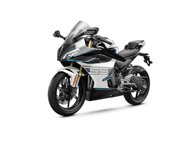 2027 CFMOTO 450SS in Nebula White — left three-quarter view