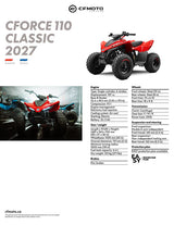 2027 CFMOTO CFORCE 110 CLASSIC specifications