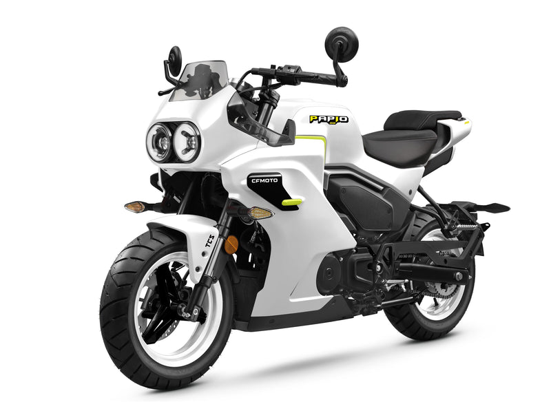 2027 CFMOTO PAPIO SS in Nebula White — left three-quarter view