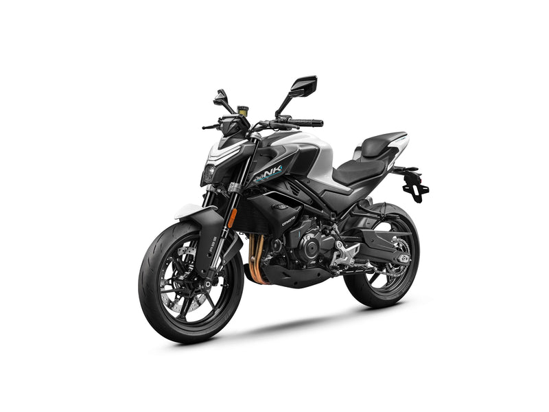 2027 CFMOTO 450NK in Nebula White — left three-quarter view