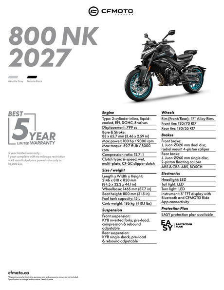 2027 CFMOTO 800NK specifications