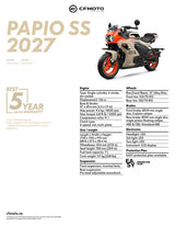 2027 CFMOTO PAPIO SS specifications