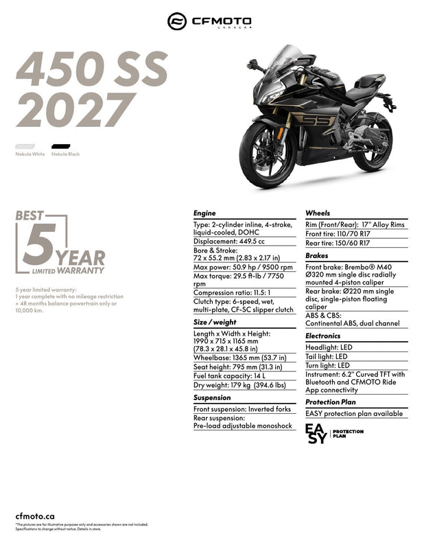 2027 CFMOTO 450SS specifications