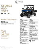 2027 CFMOTO UFORCE 600 specifications