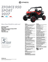 2027 CFMOTO ZFORCE 950 SPORT specifications