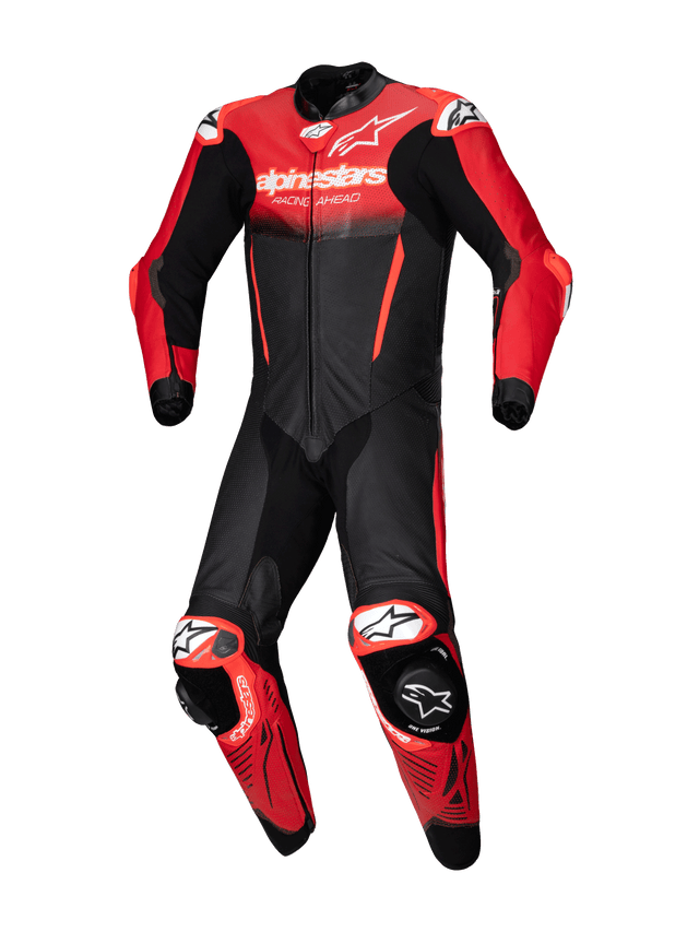 Alpinestars GP-R7 One-Piece Leather Suit – Black/Mid Red