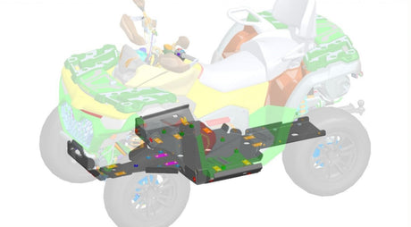 CFMOTO catalogue illustration of 9AWV-806100-8000 HDPE skid plate fitted beneath a CFORCE 800/1000 Touring Gen 3; ATV not included